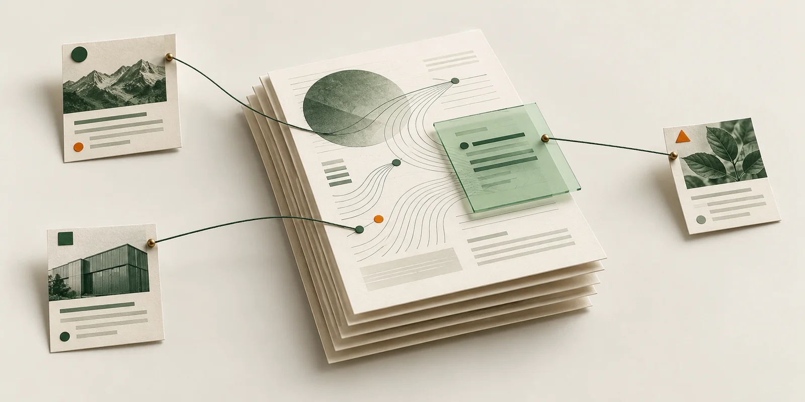 A company research document connects individual findings to source cards